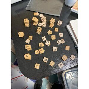 Vintage Wooden Milton Bradley Scrabble Letter Tiles